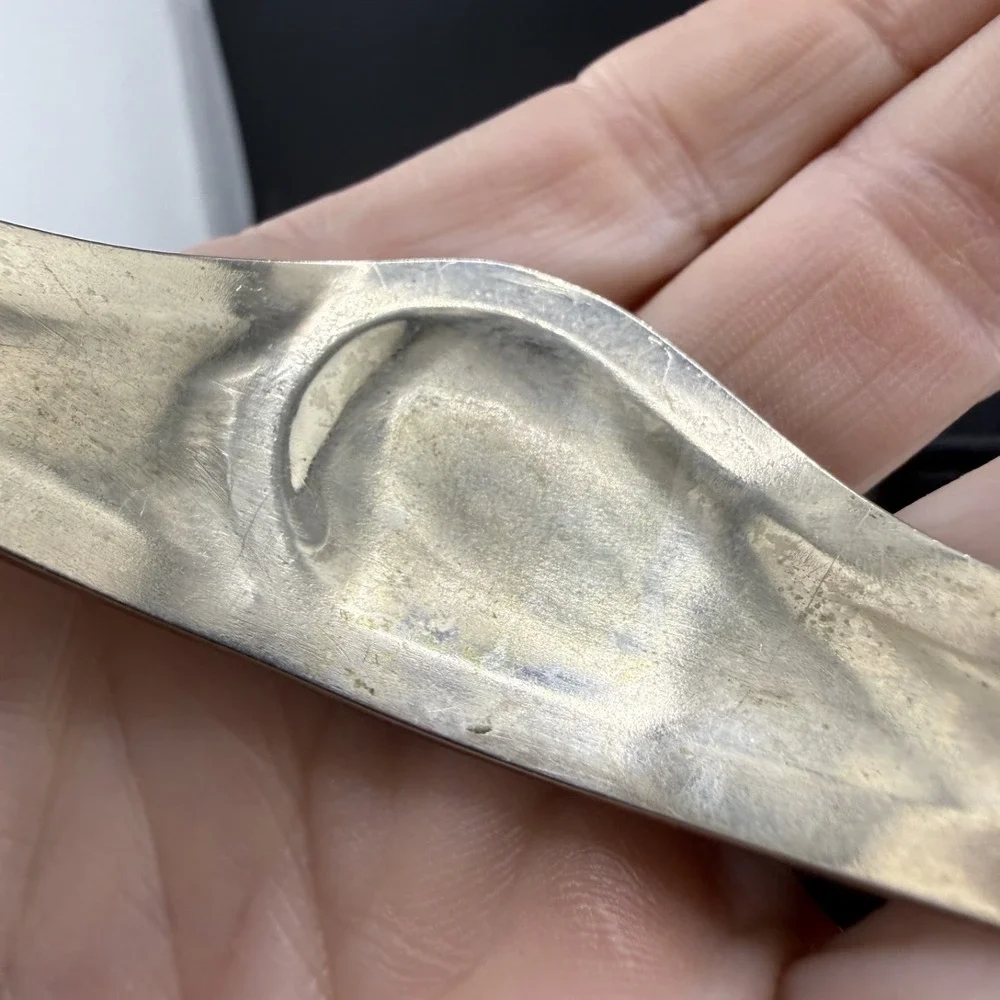 Vintage Statement Cuff Polished‎ Stone Silver and Gold Tone 6.5
